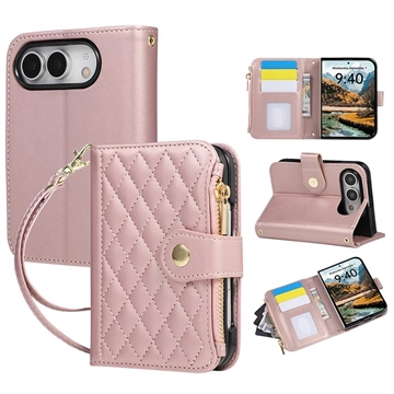 iPhone Duo Luxury Quilted Wallet Case - Rose Gold
