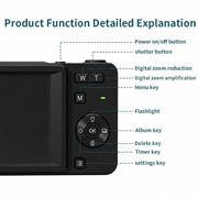 M15 4K Digital Camera - 2.8" Display, 64MP, 16X Zoom, Auto Focus, 32GB Card - Black