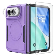 iPhone Duo Magnetic Case with Tempered Glass Screen Protector, Camera Lens Protector - Purple