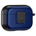 Magnetic Case for Apple AirPods Pro , Buckle Design Bluetooth Earphone TPU Cover with Carabiner - Black+Blue