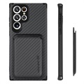 Samsung Galaxy S22 Ultra 5G Magnetic Case with Card Holder - Carbon Fiber - Black