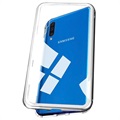 Samsung Galaxy A50 Magnetic Case with Tempered Glass Back - Silver