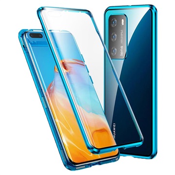 Huawei P40 Magnetic Case with Tempered Glass - Silver