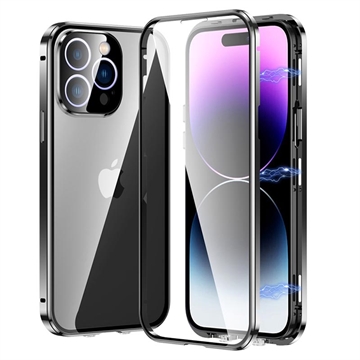 iPhone 14 Max Magnetic Case with Tempered Glass - Black