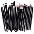 Makeup Cosmetic Set with 20 Different Brushes - Black