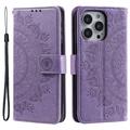 iPhone 14 Pro Mandala Series Wallet Case - Purple