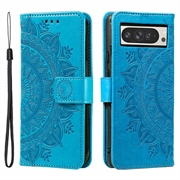 Google Pixel 11 Pro XL Mandala Wallet Case with Wrist Strap - Blue