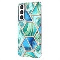 Marble Pattern Electroplated IMD Samsung Galaxy S21 FE 5G TPU Case - Green