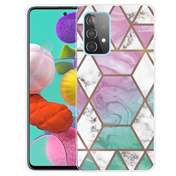 Marble Pattern Samsung Galaxy A32 (4G) TPU Case - Pink / Cyan