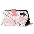 Marble Pattern Samsung Galaxy Xcover 5 Wallet Case - Pink / White