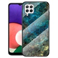 Marble Series Samsung Galaxy A22 4G Tempered Glass Case - Green