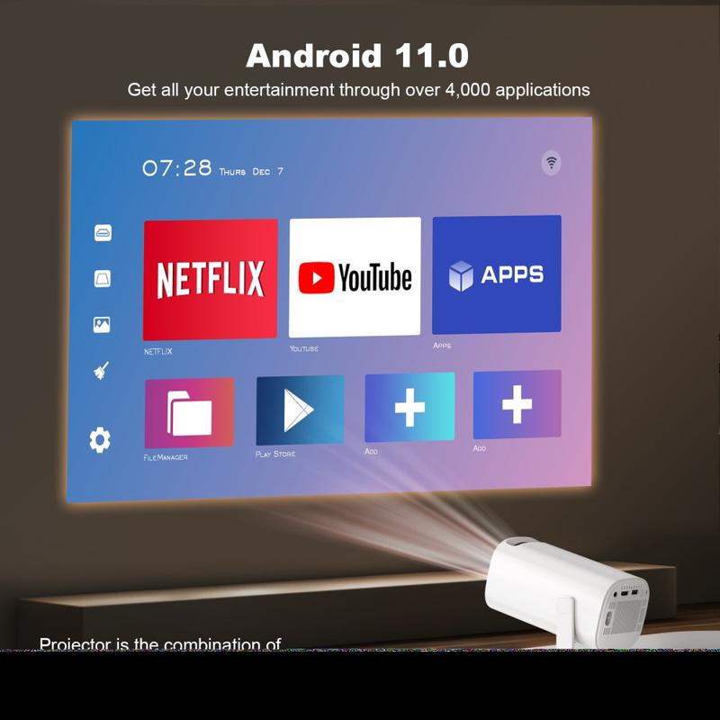 4K Mini LED Projector 12000 Lumen 5G WiFi Bluetooth Android HDMI Home Theater