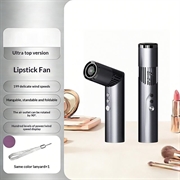 Mini Lipstick-Shaped Handheld Fan with Digital Display and LED Light