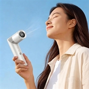Mini Lipstick-Shaped Handheld Fan with Digital Display and LED Light - White