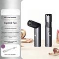 Mini Lipstick-Shaped Handheld Fan with Digital Display and LED Light - Grey