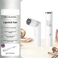 Mini Lipstick-Shaped Handheld Fan with Digital Display and LED Light - White