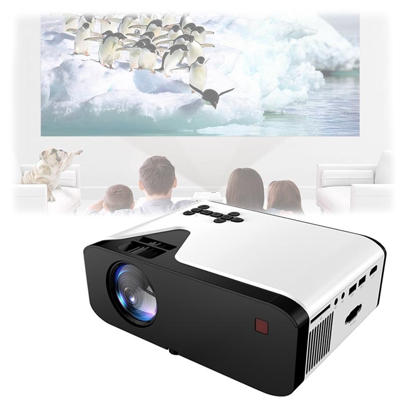 Mini Portable HD LED Projector with Control - White