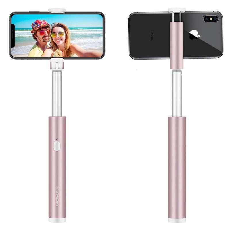 Momax KM12 Bluetooth Selfie Stick with LED Light - Pink