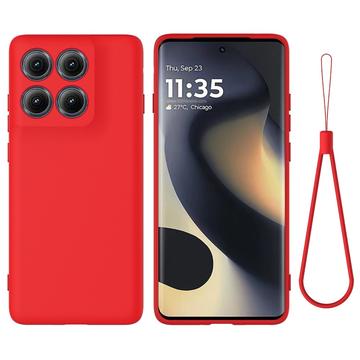 Motorola Edge (2025) Liquid Silicone Case with Hand Strap - Red