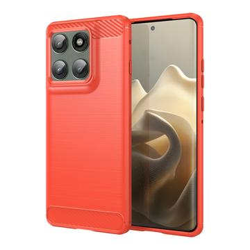 Motorola Edge 60 Pro/Edge (2025) Brushed TPU Case - Carbon Fiber - Red