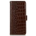 Motorola Edge 70 Max Crocodile Series Wallet Leather Case with RFID - Brown