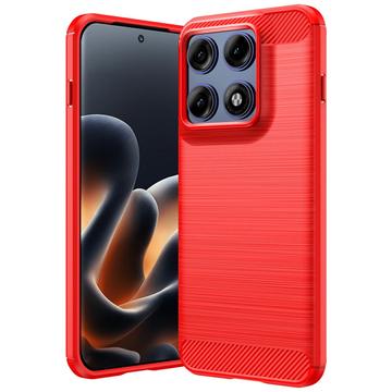 Motorola Edge 70 Pro Brushed TPU Case - Carbon Fiber - Red