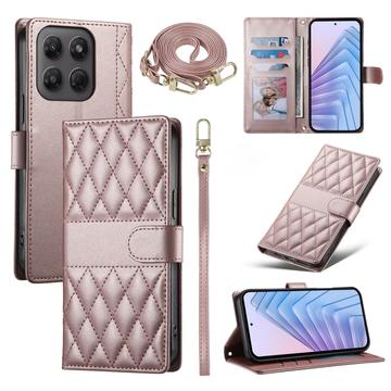 Motorola Edge 70 Pro Luxury Quilted Wallet Case - Rose Gold