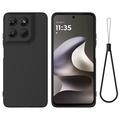 Motorola Moto G37/G37 Power/G47 Liquid Silicone Case with Hand Strap - Black