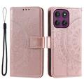 Motorola Moto G37 Power Mandala Wallet Case with Wrist Strap - Pink