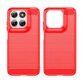 Motorola Moto G77/G67 Brushed TPU Case - Carbon Fiber - Red