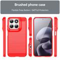 Motorola Moto G77/G67 Brushed TPU Case - Carbon Fiber - Red