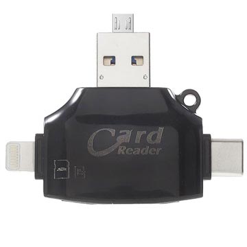 4-in-1 Multifunctional MicroSD/SD Card Reader - Black