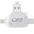 4-in-1 Multifunctional MicroSD/SD Card Reader - White