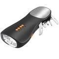 Multifunctional Hand Crank Flashlight w. FM Radio, Tool Set, Power Bank - Black