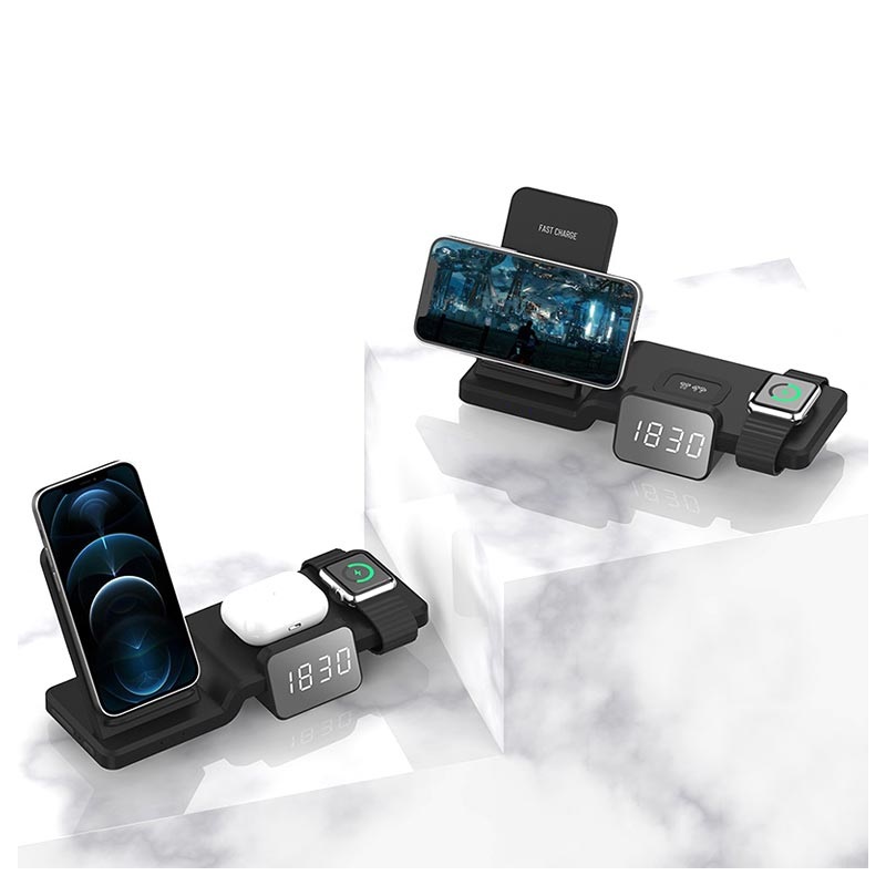 Multifunctional Wireless Charging Station with Clock C100
