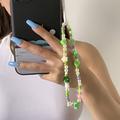 Mushroom Pearl Beaded Phone Strap / Wrist Lanyard - 20cm - Green