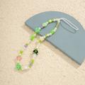 Mushroom Pearl Beaded Phone Strap / Wrist Lanyard - 20cm - Green
