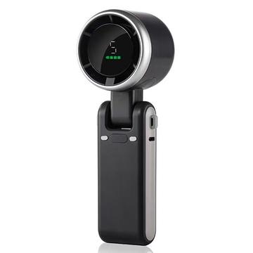 N607 Foldable Turbo Handheld Fan with Strap - Black