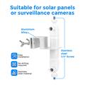 No-Drill Gutter Mount Bracket for Security Camera and Solar Panel - White