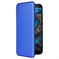 Nokia C1 Plus Flip Case - Carbon Fiber - Blue