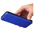 Nokia C1 Plus Flip Case - Carbon Fiber - Blue