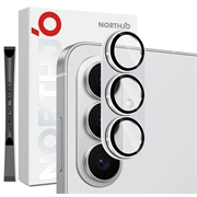 Samsung Galaxy S26+ Northjo Full Protection Matte Metal and Tempered Glass Camera Lens Protector - Silver