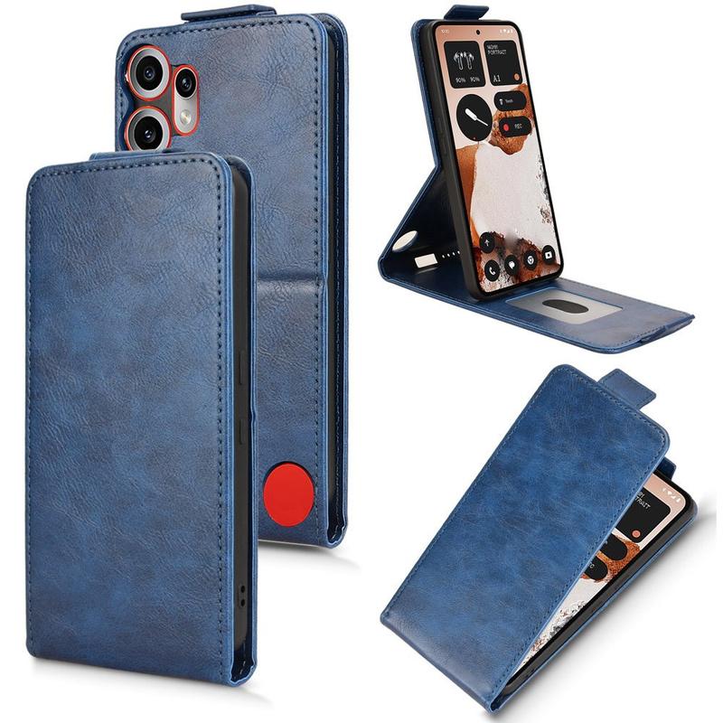 Custodia In Pelle Con Portafoglio Per Nothing Phone 2 – Blu, Cover Flip Con Chiusura Magnetica, Slot Per Carte E Stand