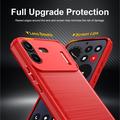 Nothing Phone (4b) Brushed TPU Case - Carbon Fiber - Red