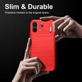 Nothing Phone (4b) Brushed TPU Case - Carbon Fiber - Red