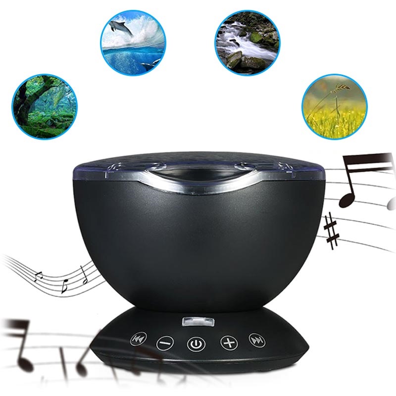 Ocean Wave Projector with Colorful LED Night Light - Black