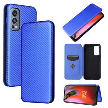 OnePlus Nord 2 5G Flip Case - Carbon Fiber - Blue