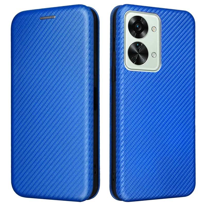 OnePlus Nord 2T Flip Case Carbon Fiber Blue