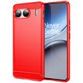 OnePlus Nord 4 Brushed TPU Case - Carbon Fiber - Red