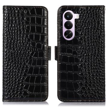 OnePlus Nord CE6 Lite/Realme P4x Crocodile Series Wallet Leather Case with RFID - Black
